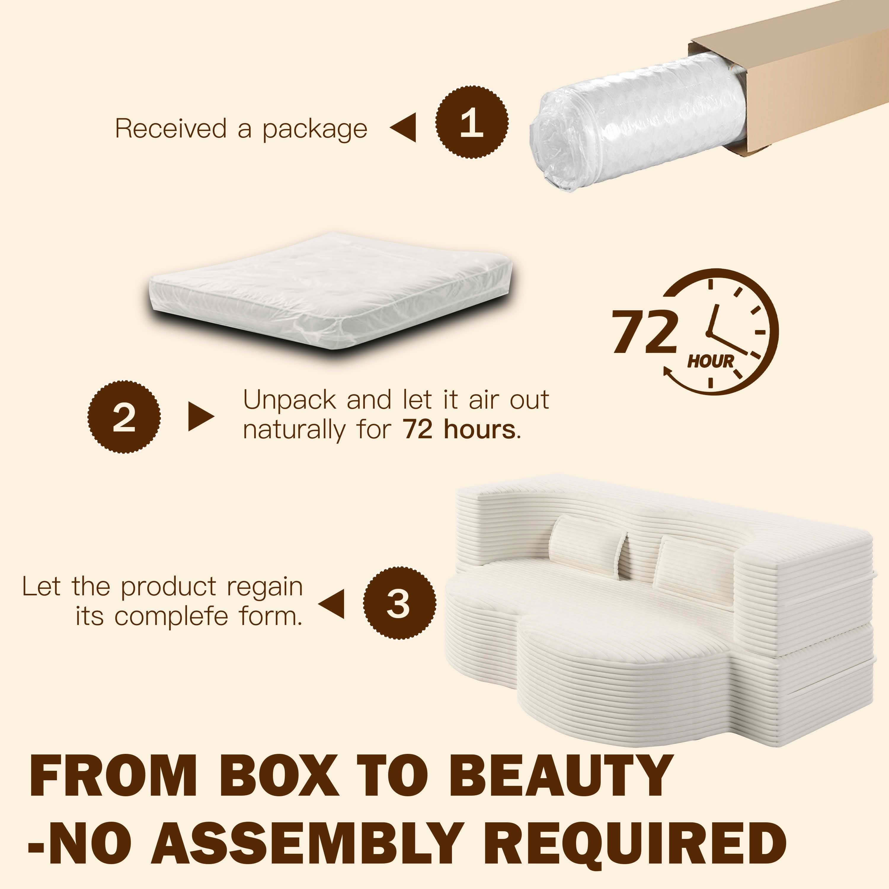 MAYEERTY Twin Corduroy Foldable Foam Floor Sofa Bed, Zero Assembly Vacuum Compressed Sleeper with 2 Pillows