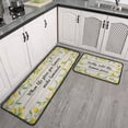 thumbnail image 2 of Lemon Kitchen Rug Decor Set of 2, Washable Microfiber Running Rugs Lemon Decoration Mats 17"x 47" + 17"x 23"(Crescent Grey), 2 of 6