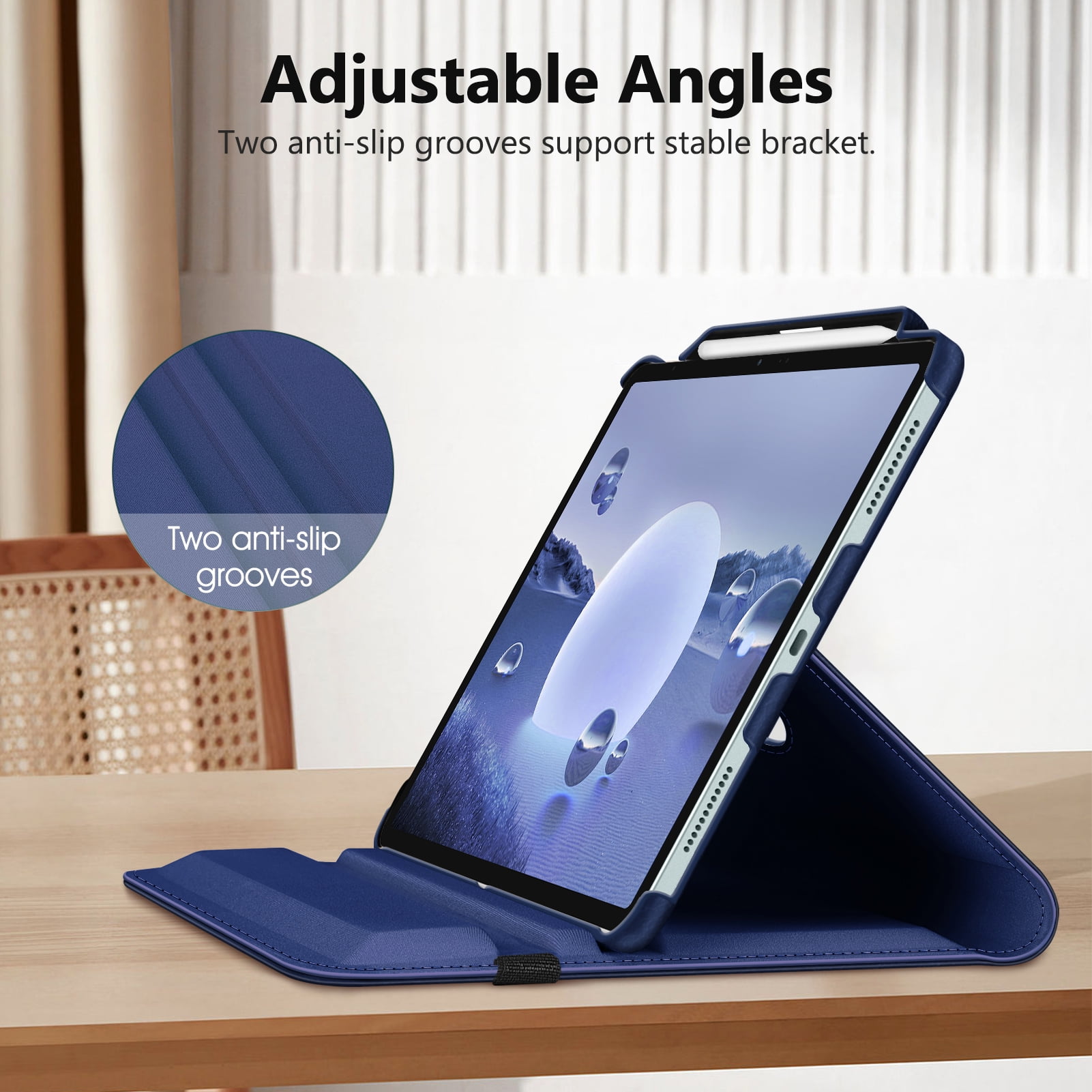 Fintie Rotating Case for iPad Air 13-inch (M4) 2026, (M3) 2025, (M2) 2024 - 360 Degree Rotating Protective Stand Cover with Pencil Holder, Navy