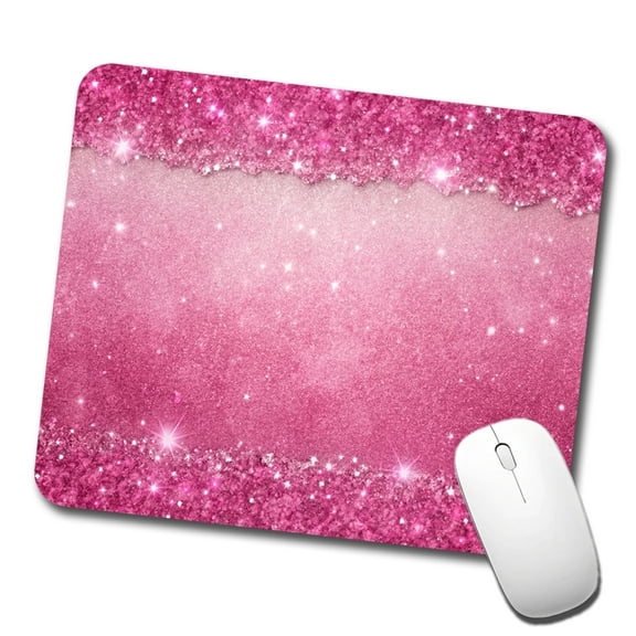 Pink Faux Glitter Mouse Pad Low Profile Gaming Mat
