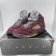 thumbnail image 1 of Ni - ke Ni - ke Air Jordan 5 Retro LS Men Size 8.5 314259-602 Burgundy Graphyte Silver Shoe, 1 of 5