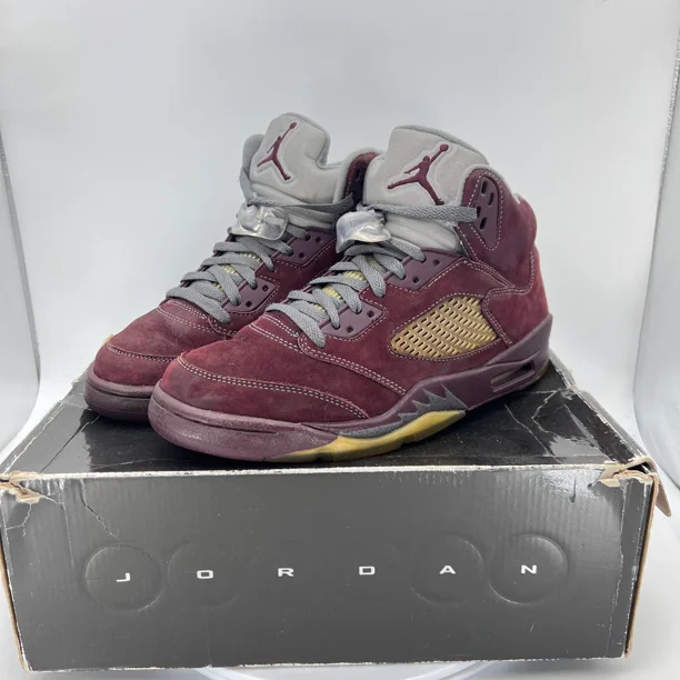 Ni - ke Ni - ke Air Jordan 5 Retro LS Men Size 8.5 314259-602 Burgundy Graphyte Silver Shoe