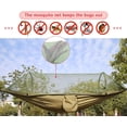thumbnail image 2 of Hamaca de camping con mosquitera, 1-2 personas, portátil y ligera, paracaídas emergente para exteriores o camping, viajes, playa (250 x 120 cm/verde militar), 2 of 3