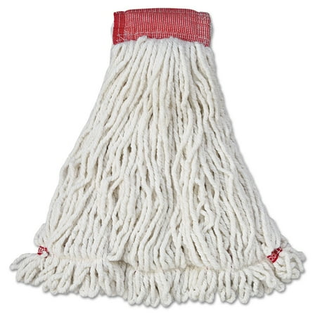Rubbermaid Commercial FGA25306WH00 Web Foot Shrinkless Large Cotton/Synthetic Wet Mop Head with 5 in. Headband - White (6/Carton)