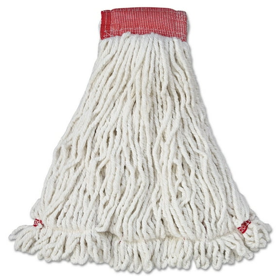 Rubbermaid Commercial FGA25306WH00 Web Foot Shrinkless Large Cotton/Synthetic Wet Mop Head with 5 in. Headband - White (6/Carton)