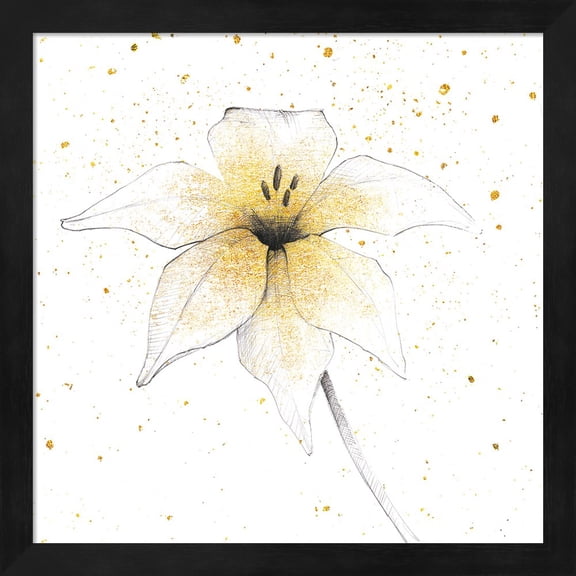 Gilded Graphite Floral V by Avery Tillmon, Framed Wall Art, 13.25W x 13.25H