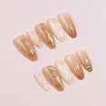 thumbnail image 3 of Medium Length Almond Press On Nail 24pcs Artificial Nail Full Cover Stick on Nail with 3D Metallic Effect for Women, 3 of 3
