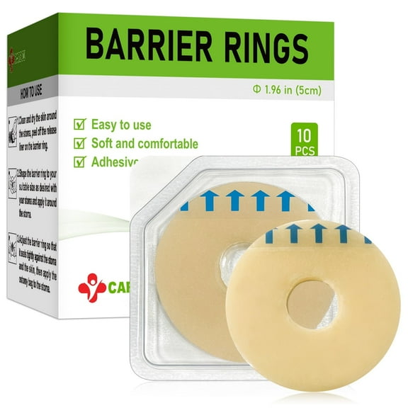 Carbou Ostomy Barrier Rings-Outer Diameter: 2" (50mm) 3.5mm Thickness,Compatible with All Bag Types and Brands (2" (Pack of 10))