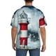 thumbnail image 3 of Fotbe Circular Lighthouse Camisa Estampada de Manga Corta para Hombre, Casual de Verano, Estilo Playero, Sin Arrugas-X-Large, 3 of 5