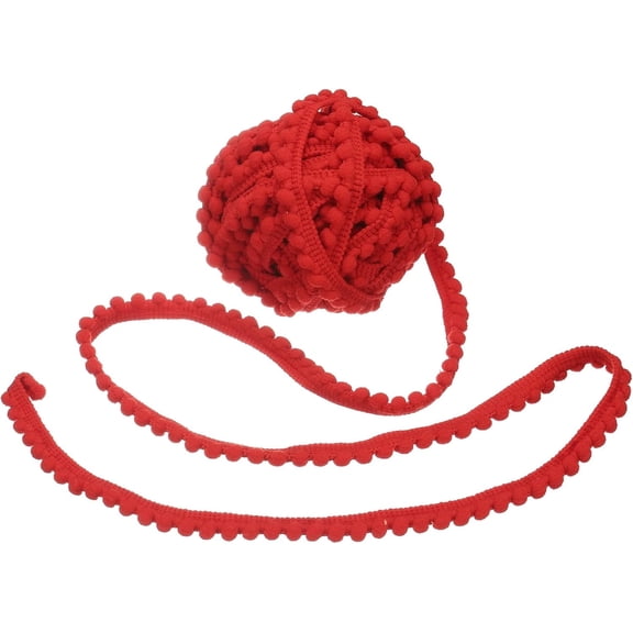 8.5 Yards Pom Trim Ribbon, 0.5" Wide Red Pom Ball Fringe Trim Sewing Fringe Fabric Trim Ribbon for DIY Crafts Curtain Clothes Pillow Home Decoration Red