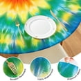 thumbnail image 4 of Colorful Tie Dye Blossom Pattern Round Fitted Tablecloth with Elastic Edge,Dining Table Cover Waterproof,Outdoor Round Tablecloth for Camping,Dining,Indoor and Outdoor, 4 of 7