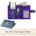 thumbnail image 3 of ComfiTime Passport Holder – RFID Blocking Passport Travel Wallet, Waterproof PU Leather Passport Cover Case for Men/Women, Anti-Theft ID, Card & Boarding Pass Holder & Travel Organizer, Purple, 3 of 11