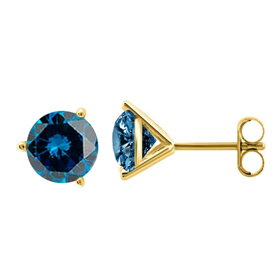 Aonejewelry 0.25 CTW Round Blue Diamond Martini Stud Earrings In 14K Gold