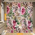 thumbnail image 3 of Leopard Flower Shower Curtain Fabric Shower Curtain Set with 12 Hooks Waterproof 72 * 72 Inches for Bathroom Beach Caravan Hotel, 3 of 5