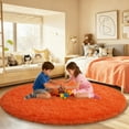 thumbnail image 4 of ASPILLOW Fluffy Circular Rugs,6ft Orange Soft Fuzzy Plush Indoor Round Carpets for Bedroom Living Room Kids Room Nursery, 4 of 8
