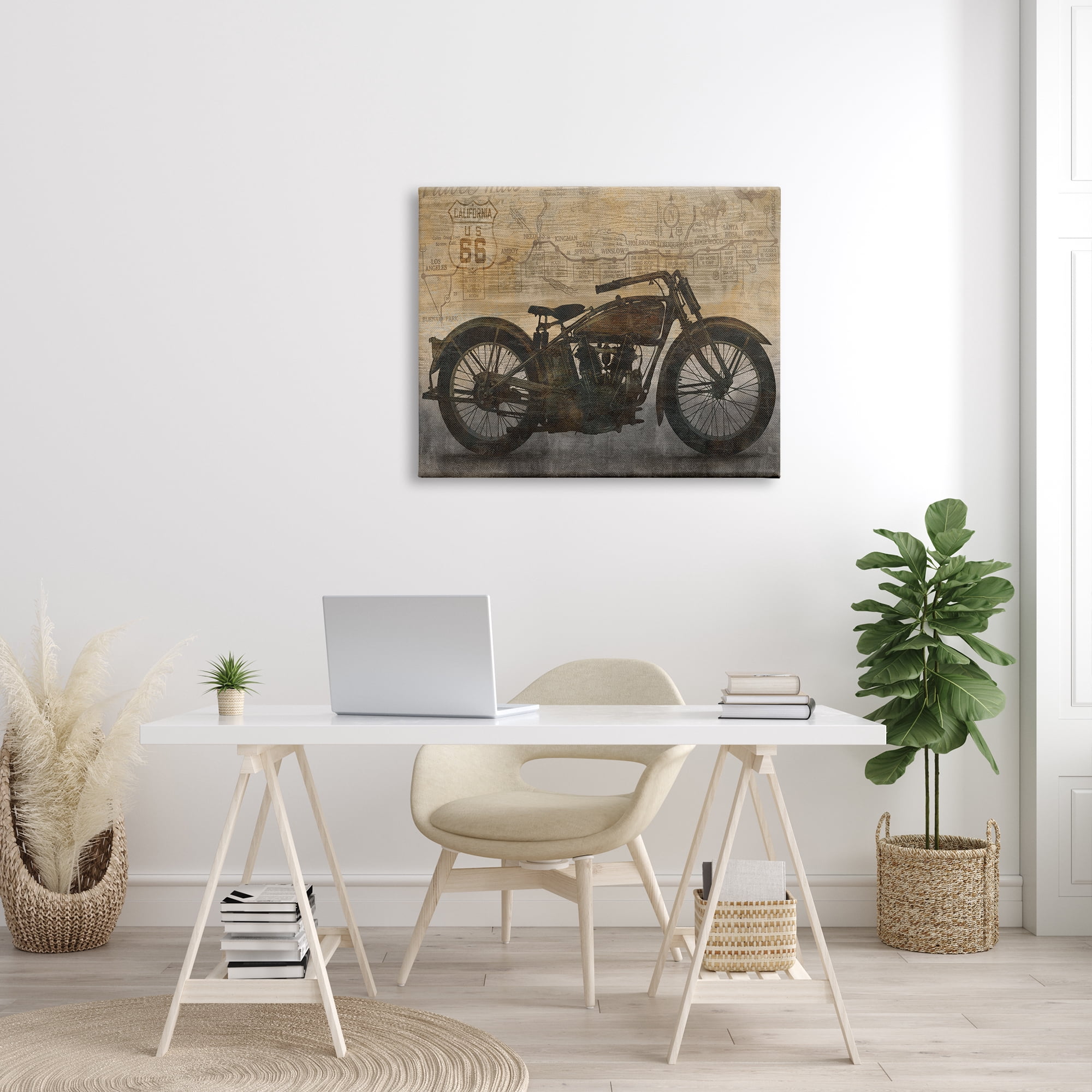 Stupell Industries Vintage Motorcycle Collage Transportation Painting Gallery Wrapped Canvas Print Wall Art, 40 x 30