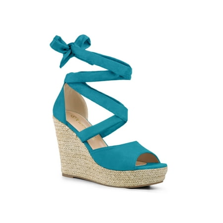 

Allegra K Women s Platform Sandals Solid Lace up Espadrilles Wedges Sandals