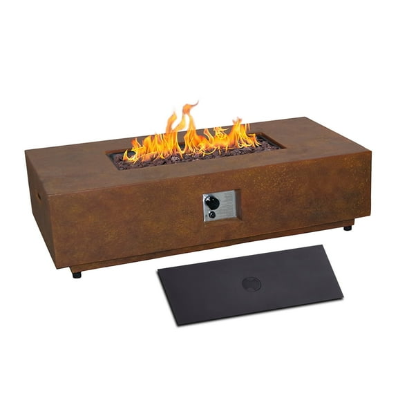 Afterglow Firepits All Terrafab External Gas Tank for Outdoor Use Rectangular 50000 Btu, Rusty Brown