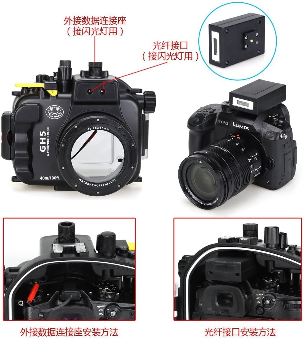 Seafrog 40m/130ft Underwater Housing For Panasonic Lumix GH5, GH5S, GH5 II - Waterproof Camera Case For Diving & Photography
