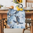 thumbnail image 2 of Burlap Table Runner 90 Inches Long, Ocean Life Sea Turtle Coral Shell Non-Slip Kitchen Table Runners for Dining Room Everyday Use Party Table Decorations Marine Starfish Jellyfish, 2 of 9