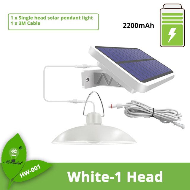 IP65 Lámpara colgante solar de doble cabeza impermeable para exteriores Lámpara solar para interiores con cable Adecuado para patio, jardín, interior, etc. Tan Jianjun unisex