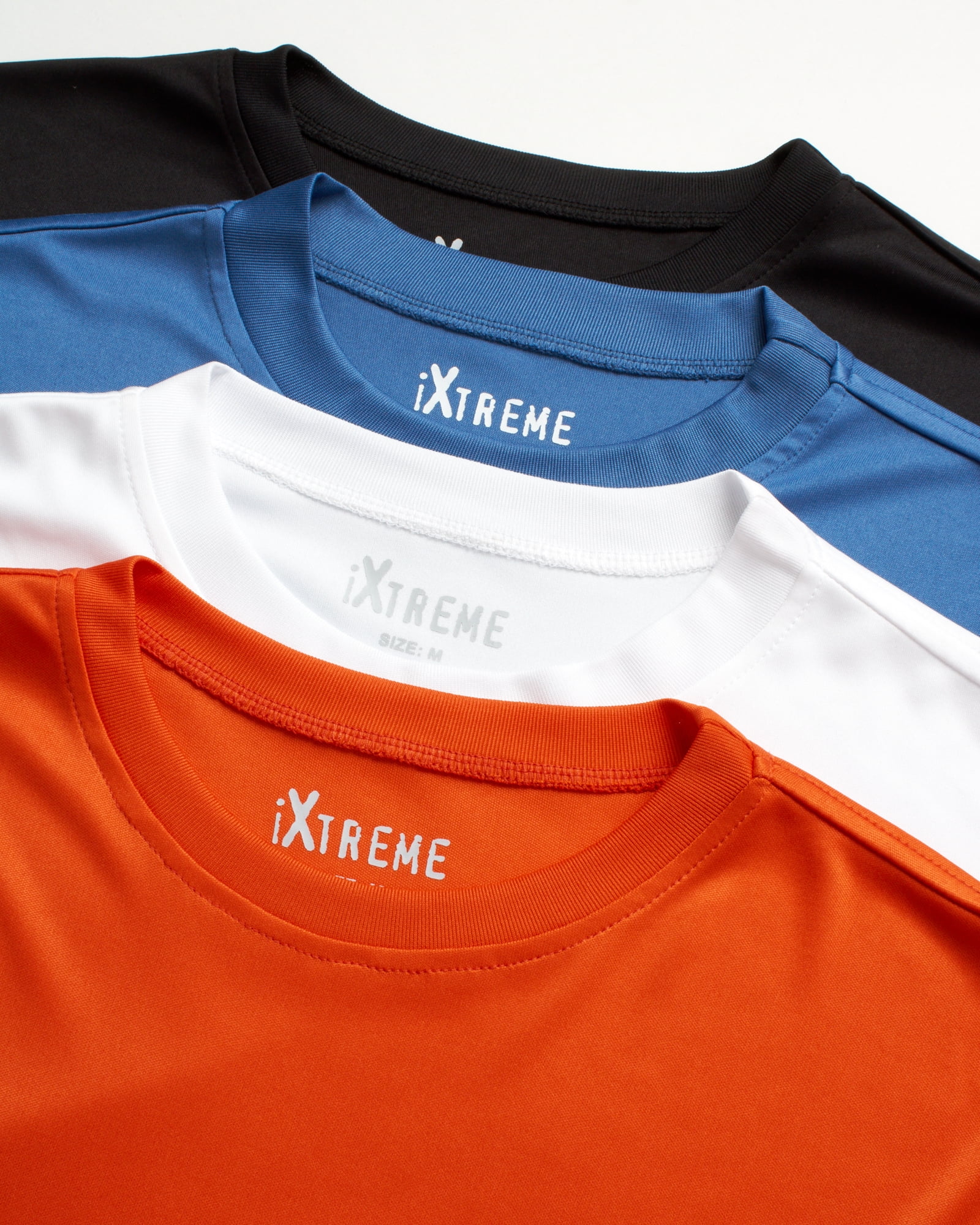 iXtreme Men's Athletic T-Shirt - 4 Pack Active Performance Dry-Fit Sports Tee - Short Sleeve Workout Running Shirt (S-3XL)