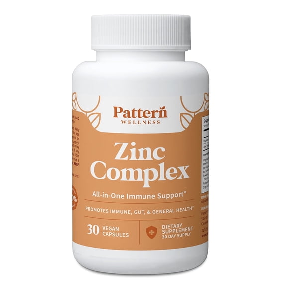 Pattern Wellness Zinc Complex with Vitamin C & Natural Blends, Immune & Wellness Support, 30 Count