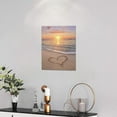 thumbnail image 2 of Beach Wall Art Beach Heart Pictures Wall Decor Coastal Sunset Sunrise Canvas Prints Ocean Waves Seascape Painting Modern Artwork Home Decoration for Bathroom Bedroom Living Room 12"x16", 2 of 6