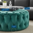 thumbnail image 6 of Modway Amour Tufted Button Large Round Performance Velvet Ottoman in Teal, 6 of 6