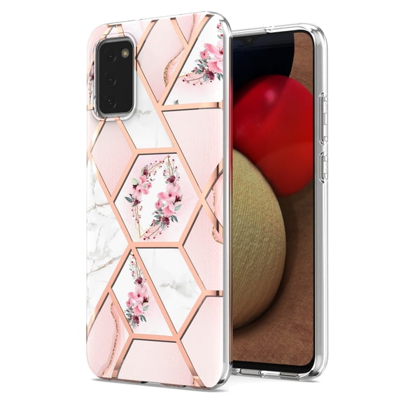 TOPSHE Case for Samsung Galaxy A02S, Slim Lightweight Shockproof Soft TPU Bumper Back Phone Case Protective Cover for Samsung Galaxy A02S, Marble Pink Floral