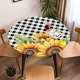 thumbnail image 5 of Sunflower Elastic Fitted Round Table Cover Black Buffalo Check Plaid Waterproof Outdoor Tablecloth for Holiday Party, Picnic, Patio & Dining Fits Tables Up to 55"-60", 5 of 8