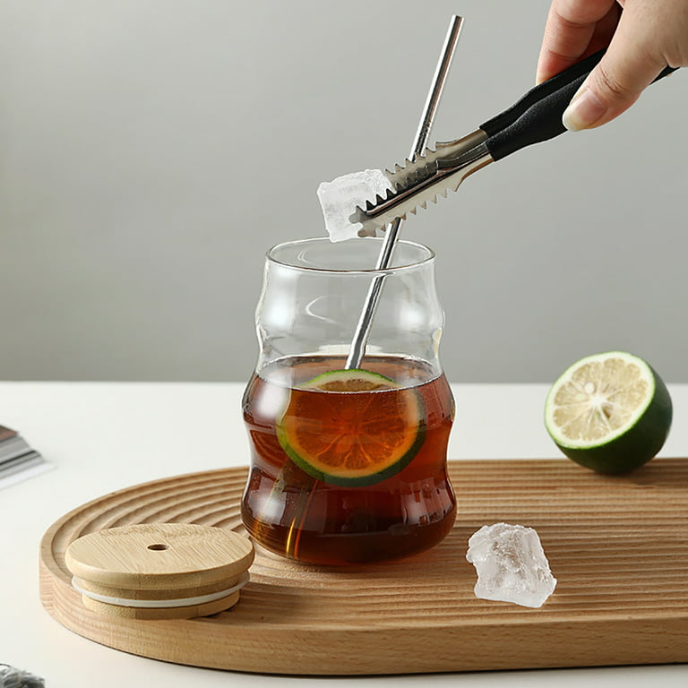 Drinking Glasses with Bamboo Lids and Glass Straw 17oz Wave Shaped