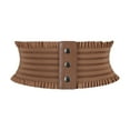 thumbnail image 2 of Eosunjian Women Belt Shirring Solid Color Wide Band High Elasticity Figure Shaping Lady Waist Band for Party Brown, 2 of 13