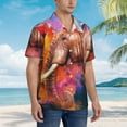 thumbnail image 3 of Kll Men'S Hawaiian Shirt Short Sleeve Button Down Beach Shirts-Oil Paintings Of Elephants, 3 of 7
