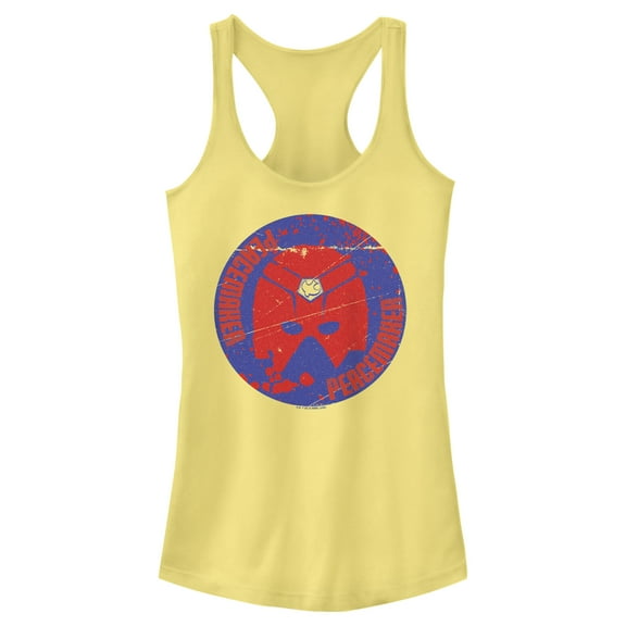 Junior's Peacemaker Red Helmet Racerback Tank Top Banana Large