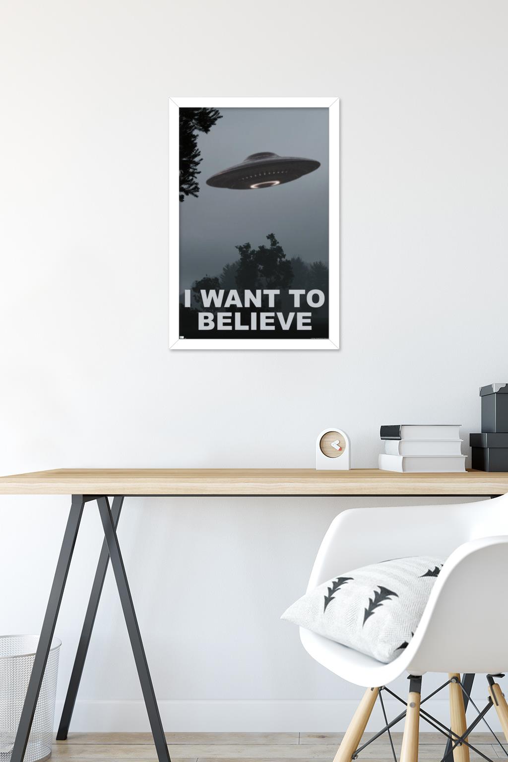 I Want To Believe Wall Poster, 14.725" x 22.375" Framed