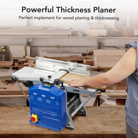 GloryStar Benchtop Thickness Planer, 1250W 8000 RPM, 13" Wide Worktable, Low-Noise Wood Planer for Soft and Hardwoods