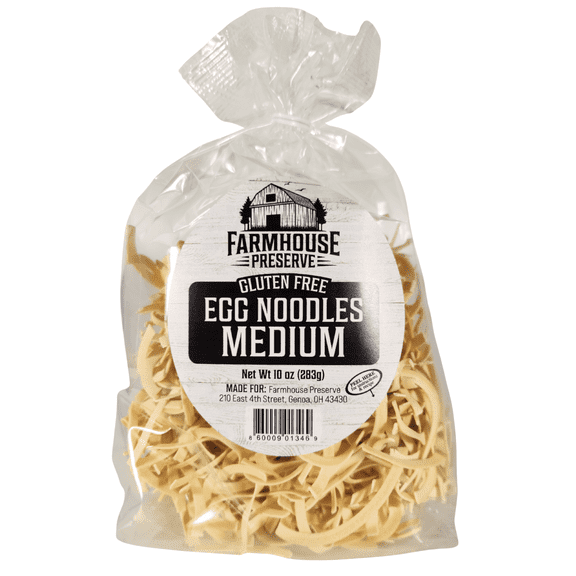 Farmhouse Preserve Gluten Free Medium Double Egg Yolk Noodles, 10 Oz - Made with Rice Flour, Pasta for Soup