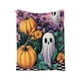 thumbnail image 2 of Manta de franela | Chal con estampado de fantasmas de Halloween | Manta ligera de poliéster para todas las estaciones, ideal para decoración del hogar, sofá, cama, camping, 2 of 6