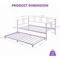 thumbnail image 2 of Twin Metal Daybed with Trundle, Pullout Trundle Bed Frame with Arched Headboard, Guest Sofa Bed with Steel Slat Support, No Box Spring Required, Easy Assembly, for Living Room, Bedroom, Purple, 2 of 8