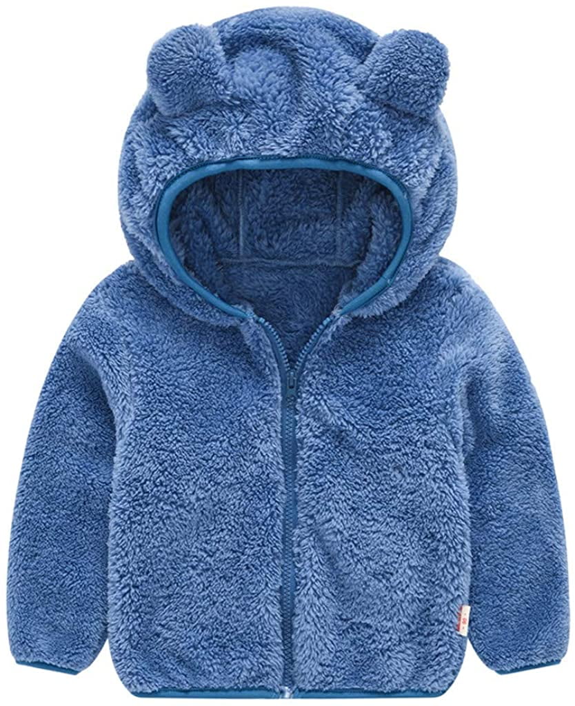 Toddler Kids Baby Fleece Hooded Jacket Cute Bear Ears Thick Winter Warm