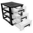 thumbnail image 3 of Melantax Portable Three Layer Plastic Storage Cabinet with Drawers, Multifunctional Storage Furniture (Black and Transparent), 3 of 7