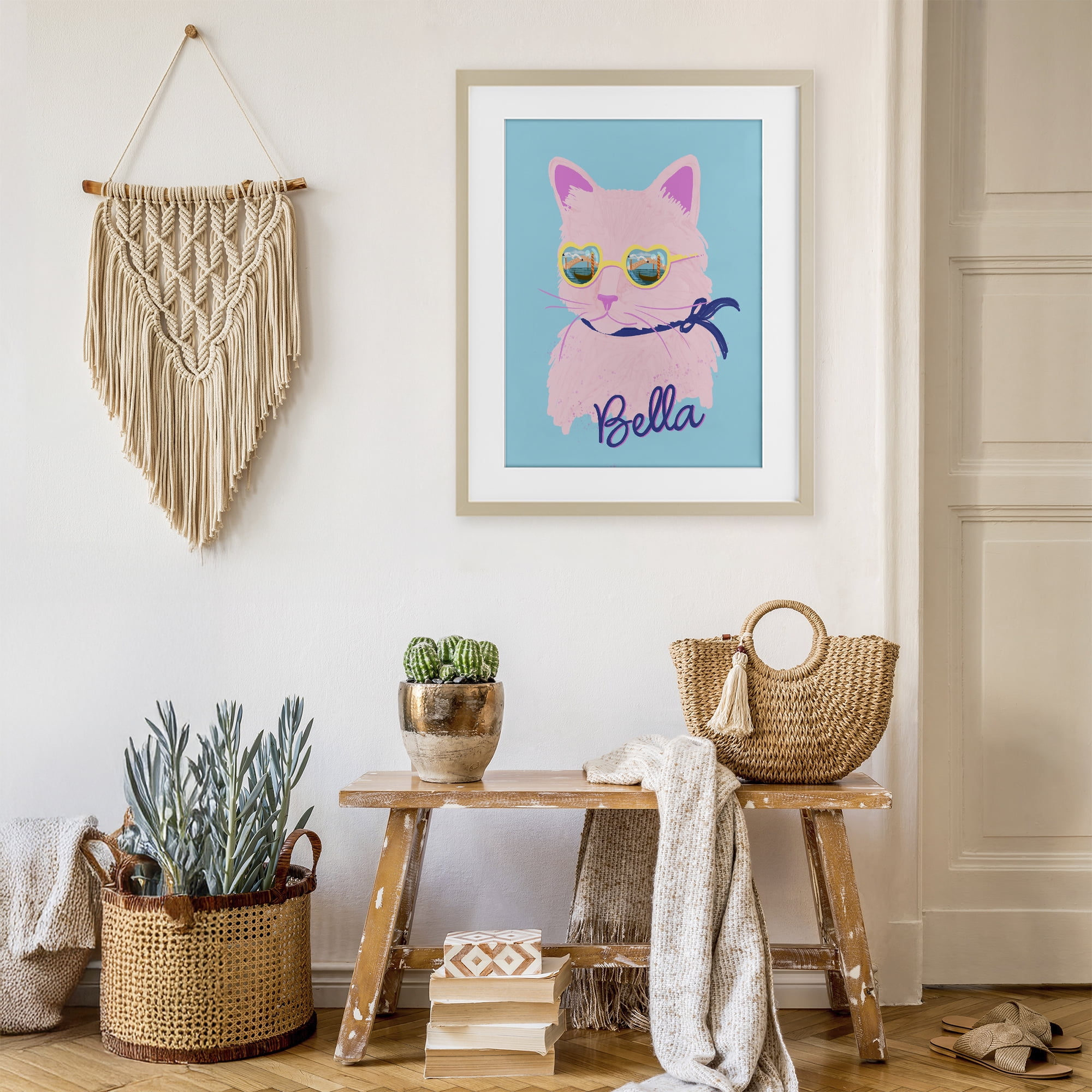 Stupell Industries Cool Cat Bella Birch Framed Print Under Glass, design by Steffanie Pisula