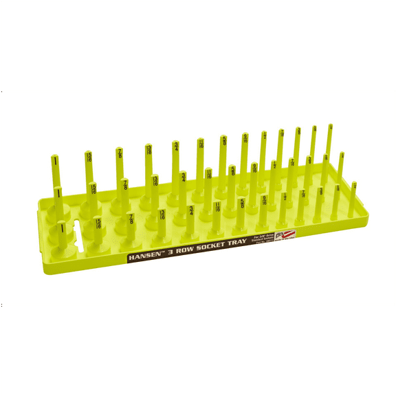 Hansen Global 3/8" SAE 3-Row Socket Tray - Hi-Viz Yellow