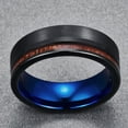 thumbnail image 3 of Black Tungsten Carbide Wedding Band Ring Real Wood Inlay Comfort Fit 8mm Size 12, 3 of 6