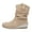 Beige, variant on Womens Slouch Flat Boots Low Wedge Heel Ankle Booties Suede Comfort Pull on Casual Shoes
