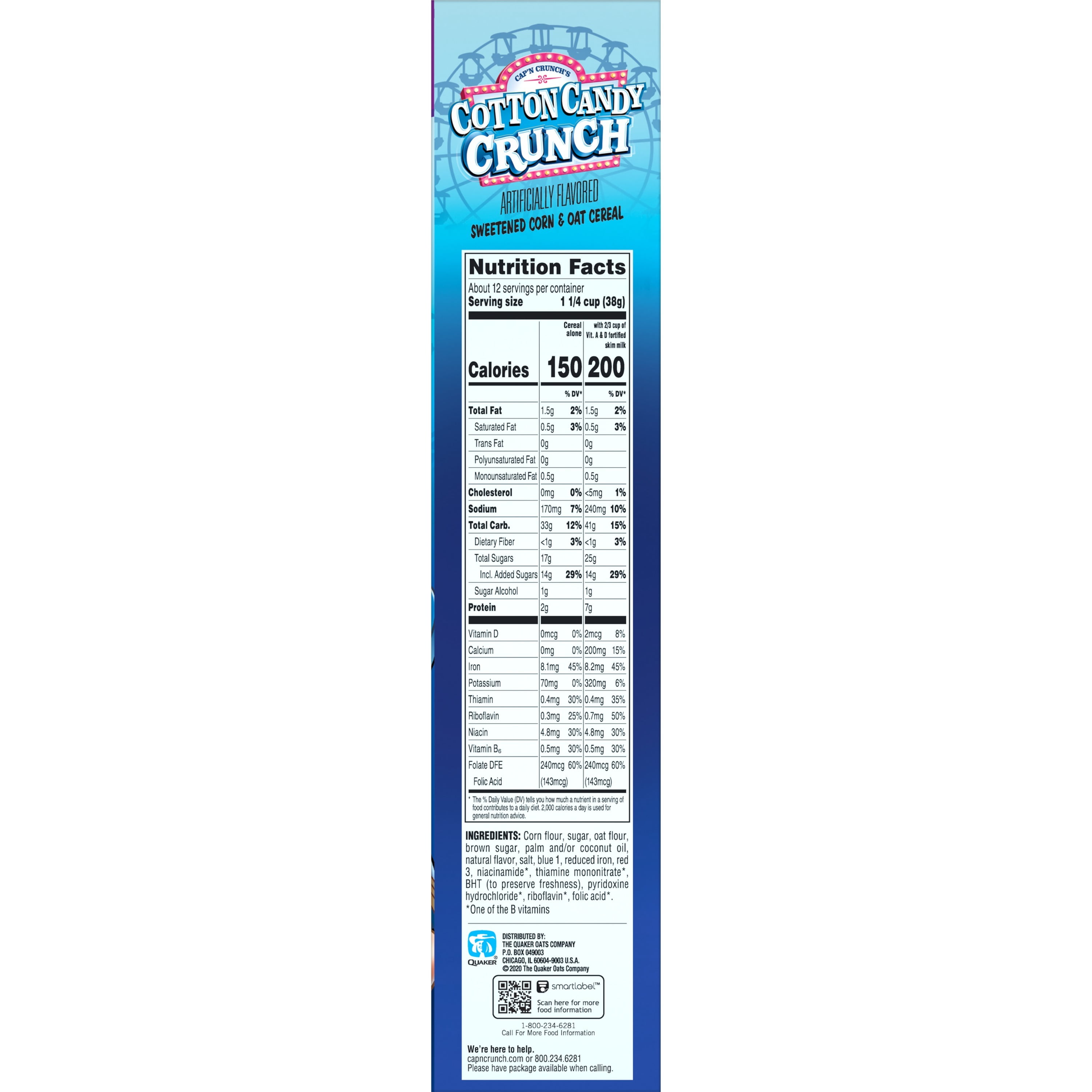 Cap'n crunch nutrition label