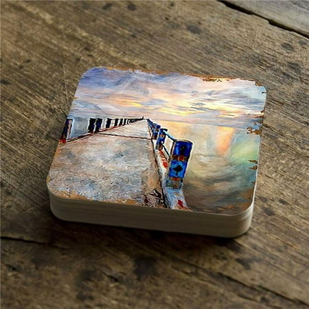 

Nature Wonders 95273C-S4 4 x 4 in. Pier Coastal Wooden Cork Coasters Gift - Set of 4