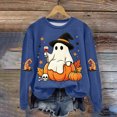 thumbnail image 4 of Duqingm Halloween Sweatshirts for Women Casual Crewneck Pullover Cute Funny Ghost Graphic Sweater Pullover Top,L, 4 of 6