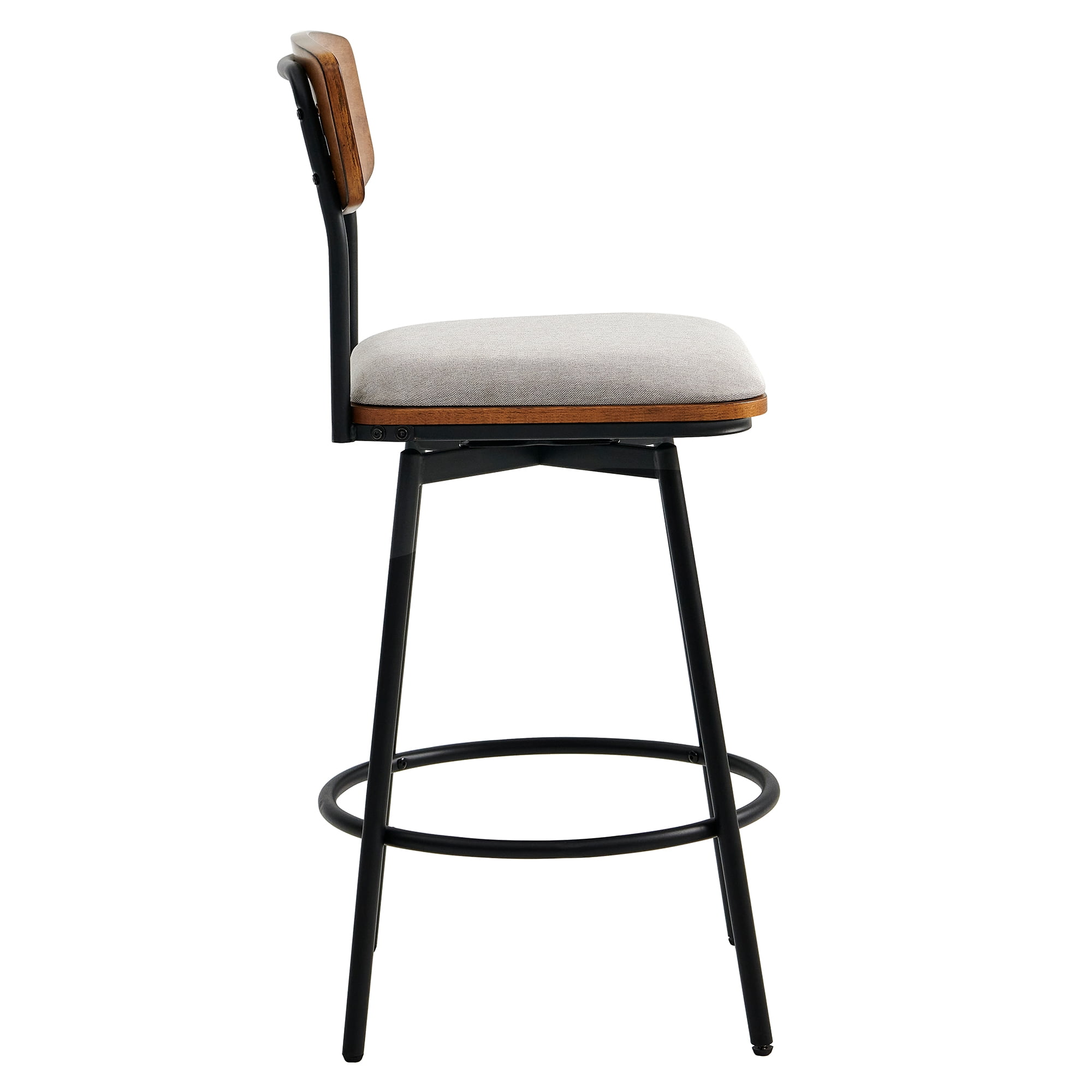 CHITA Swivel Counter Height Bar Stools with Back Set of 2, 27'' Seat Height, Metal & Wood Frame, Light Beige